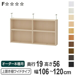 上置き棚 高さ56cm ワイドタイプ用 幅106-120cm 奥行き19cm 対応 ( 天井高さ241-250cm オーダー本棚 収納棚 Type56 ブックシェルフ リビング収納 漫画収納 子供部屋 オーダーメイド 国産 フリーラック