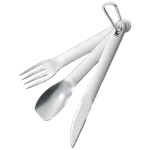 キャンプカトラリーセット カラビナ付 キャッチフィールド ( スプーン フォーク ナイフ カトラリー アウトドア カラビナ フック付き 食洗機対応 アウトドアスプーン アウトドアフォーク