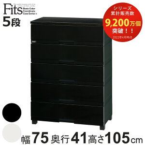 チェスト フィッツプラス プレミアム 5段 幅75×奥行41×高さ105cm FP7505 ( プラスチック 引き出し 日本製 完成品 タンス 収納 衣類収納 Fits フィッツ 衣装ケース 収納ケース 背面処理 リビング収