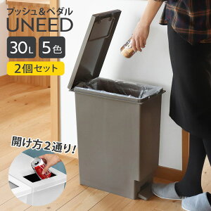 ゴミ箱 30L 同色2個セット ユニード プッシュ&ペダル ( 30リットル ふた付き 分別 キッチン ダストボックス スリム 分別ゴミ箱 棚下 カウンター下 縦型 角型 ペダルペール 蓋付き シンプル