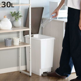 ゴミ箱 30L スリムペダル ふた付きブラウン （ ごみ箱 30リットル スリム ペダル式 ふた付き 角型 キッチン 分別 すき間 幅23.5cm シンプル 袋止め付き ゴミ袋が見えにくい ホワイト ブラウン ）【3980円以上送料無料】