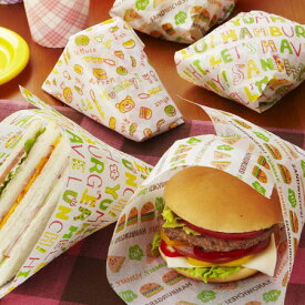 ハンバーガー＆サンドイッチ シート 24枚入 （ 包装紙 ハンバーガー袋 ペーパー ラッピングシート 使い捨て食器 ） 【3980円以上送料無料】