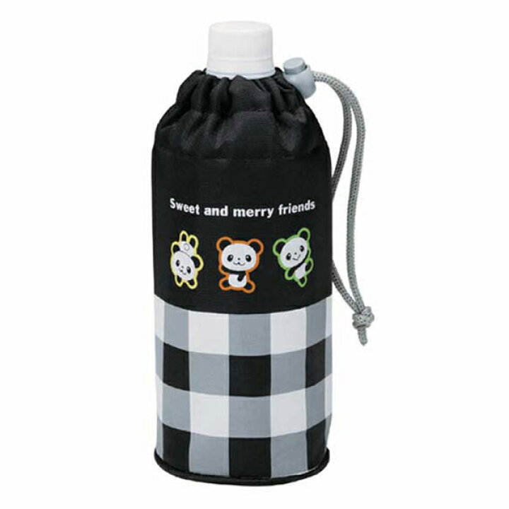 楽天市場】ペットボトルカバー るんるんパンダ チェックブラック 500ml  