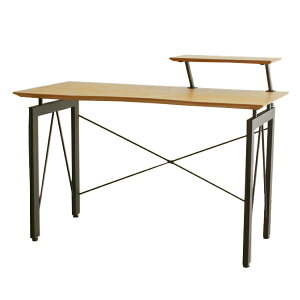 ワークデスク 机 オーク突板 スチール脚 幅120cm ( 送料無料 デスク パソコンデスク 学習机 PCデスク 120 ワーキングデスク オフィスデスク 棚付き ラック コンパクト アジャスター ) 【3980円