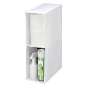 トイレ収納 Rst スリム2段ラック ( Restorage ラック 棚 2段 縦置き 横置き 収納 目隠し フタ付 折りたたみ スリム すき間 トイレ サニタリー トイレットペーパー シンプル 無地 ホワイト )【3980