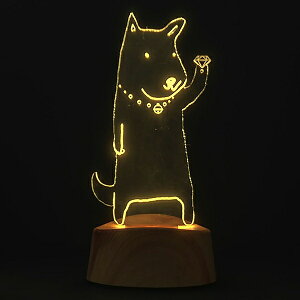 アクセサリースタンド ネックレス LED acrysta イヌ （ アクセサリー 収納 眼鏡スタンド ライト アニマル ピアス LEDライト 振動 音感 センサー ルームライト 寝室 動物 いぬ 犬 アクリル USB 乾電