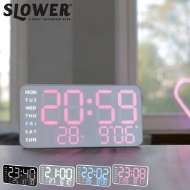 置き時計 LED デジタル時計 温度計付き 置き掛け兼用 SLOWER シエロ （ 温度計 カレンダー USB LED時計 置き 掛け アラーム スヌーズ カウントダウン 輝度調整 曜日表示 おしゃれ ）【3980円以上送料無料】