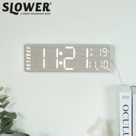 置き時計 LED デジタル時計 リモコン付き 置き掛け兼用 SLOWER リコ ウッド （ 温度計 カレンダー USB LED時計 置き 掛け 輝度調節 卓上時計 日付 曜日 温度 コンパクト おしゃれ スヌーズ アラーム 木目調 大画面 ）【3980円以上送料無料】