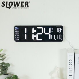 置き時計 LED デジタル時計 リモコン付き 置き掛け兼用 SLOWER リコ （ 温度計 カレンダー USB LED時計 置き 掛け 輝度調節 卓上時計 日付 曜日 温度 コンパクト おしゃれ スヌーズ アラーム 大画面 大きい ）【3980円以上送料無料】