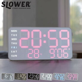 置き時計 LED シエロ デジタル時計 温度計付き 置き掛け兼用 SLOWER （ 温度計 カレンダー USB LED時計 置き 掛け アラーム スヌーズ カウントダウン 輝度調整 曜日表示 おしゃれ ）【3980円以上送料無料】