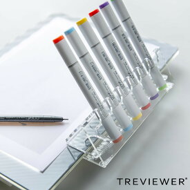 ペンスタンド トレビュアー トレース台専用 アクリル製 TREVIEWER （ ペン立て アクリル 日本製 収納 ペン スタンド 文房具 画材道具 スリム 透明 クリア おしゃれ コピックペン マーカーペン すべり止め付き 卓上 デスク 整理整頓 ）【3980円以上送料無料】