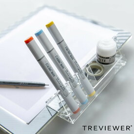 ペン＆トレースタンド トレビュアー トレース台専用 アクリル製 TREVIEWER （ ペン立て アクリル 日本製 収納 ペン スタンド トレー トレイ スリム 透明 クリア 卓上 デスク 文房具 画材道具 おしゃれ コピックペン 小物収納 ）【3980円以上送料無料】