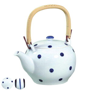 急須 800ml 古典染付 水玉 磁器 波佐見焼 ( きゅうす ティーポット ポット 茶こし付き 茶出し お茶 日本製 ドット 十草 模様 柄 おしゃれ )【3980円以上送料無料】