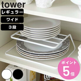 山崎実業 tower ディッシュストレージ タワー （ タワーシリーズ ディッシュラック ディッシュスタンド 皿スタンド 皿収納 食器収納 お皿立て 食器ラック 食器立て 2段 食器棚収納 キッチン収納 yamazaki ）【3980円以上送料無料】