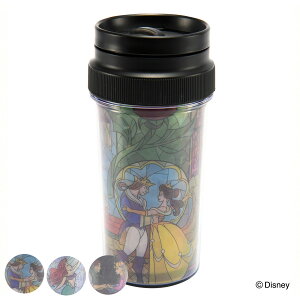 タンブラー 400ml フタ付き 美女と野獣 ステンドグラス風 二重構造 ステンレス ( ステンレスタンブラー ステンレス製 保温 保冷 カップ コップ 二重 コーヒー 紅茶 ふた付き 持ち運び キャラ
