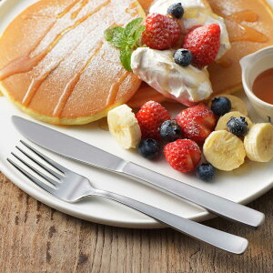 ステーキナイフ&フォークセット ( ステンレス 日本製 燕三条 カトラリー ナイフ フォーク 20.5cm 18cm おしゃれ シンプル テーブルナイフ テーブルフォーク 食事 ディナー メイン料理 ステー