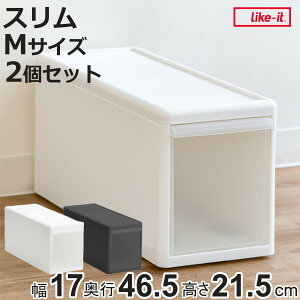 収納ケース スリム M プラスチック 引き出し 収納 幅17×奥行47×高さ22cm 同色2個セット ( 収納ボックス 衣装 ケース ボックス 日本製 隙間収納 クローゼット収納 押入れ収納 クローゼット 押