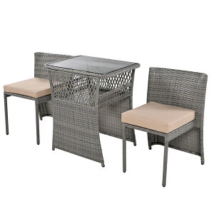 ガーデン テーブル 3点セット ラタン調 ガーデンファニチャー ベランダテーブル ガーデンテーブル ガーデンチェアー テーブル コンパクト 家具 樹脂 ホテル カフェ