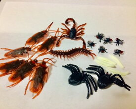 【送料無料】リアル虫 いたずらおもちゃ 偽ゴキブリ スパイダー ムカデ サソリ ハエ 全25個ジョーク玩具