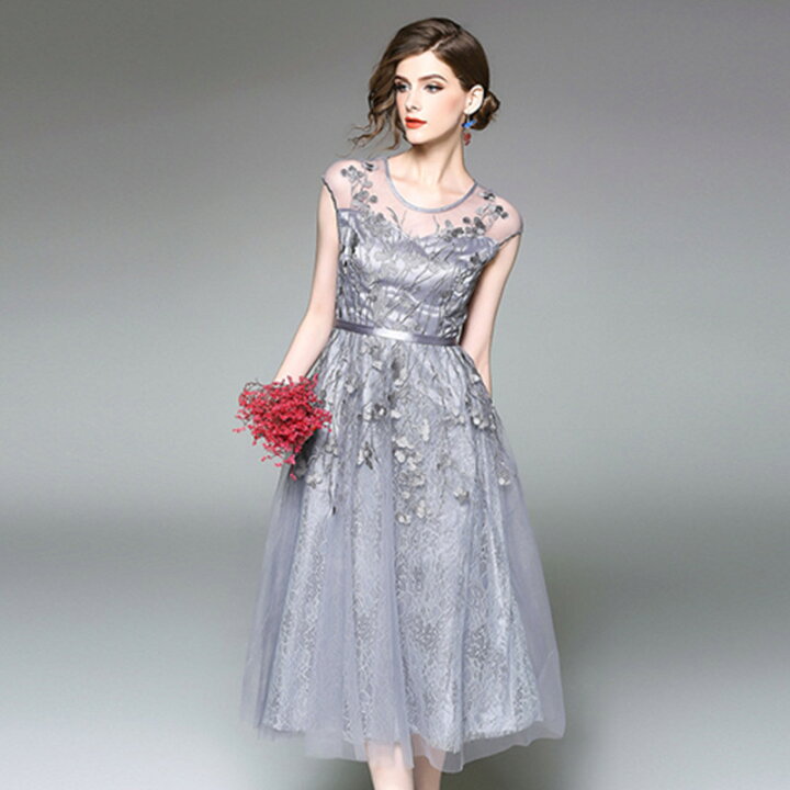 楽天市場 新作 セレブ満点 パーティードレス刺繍花柄 ワンピース 結婚式 総レースドレス お呼ばれ 大きいサイズ パーティドレス ピーズ付き 柄ワンピフレア長袖 着痩せ 1 5次会 二次会 披露宴 結婚式ドレス お呼ばれ フォーマル Color Life 楽天市場店