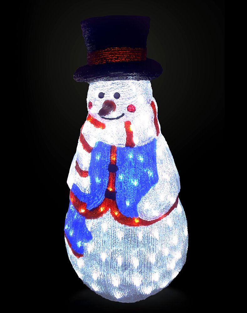 ショッピング クリスマスイルミネーション LEDクリスタルモチーフ 送料無料お手入れ要らず ブルー シルクハットスノーマン