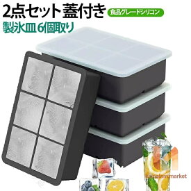 ロックアイス 蓋付き 2点セット 製氷皿 四角い氷 アイスボール 大きい 溶けにくい 無臭 シリコン 取り出しやすい 透明氷 ビール ウイス