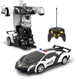 あす楽 ラジコンカー ラジコン車 オフロードカー 車おもちゃ おもちゃの車 子供用おもちゃ 電動RCカー ラジコンカースタントカー 警察車 変形可能なリモートコントロールカー 360&deg 回転モード 45分2 4GHz