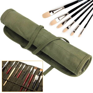 即納 画筆 ケース 筆巻き キャンバス ロール ペン ケース 道具入れ ペイントブラシバッグ 22スロット 画筆ホルダー 油絵筆 水彩筆用 筆入れ 筆収納 巻き ペン ケース