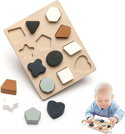 シリコン製 おもちゃ モンテッソーリ 型合わせ 玩具 積み木 立体 はめこみ 型はめパズル 色彩感覚 幾何学認知 幼児 知育 大きさと色の形認知スキル パズルゲーム 1歳～3歳 ブロック12個セット