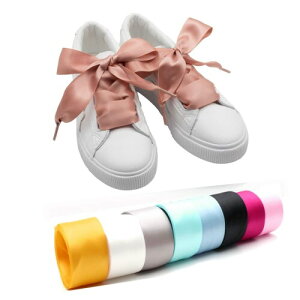 COOL LACE Satin Ribbon Shoelaces Flat Shoe Laces for Sneakers �X�j�[�J�[��1��3�̒������قȂ�p�b�N32 mm�̃T�e�����{���̌C�Ђ��t���b�g�C�Ђ� (95CM, Dark Pink)