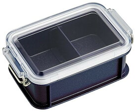 OSK 弁当箱 コンテナランチボックス シルバーモード 450ml (仕切付/スタッキング可能/銀イオン) 日本製 食洗機対応 CNT-450 ネイビー