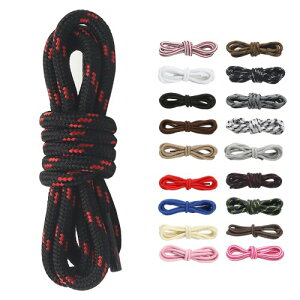 (Amerlery) �C�Ђ� �ەR �V���[���[�X 100cm 120cm 140cm 160cm 4mm�� �u�[�c�p �C�R Shoelaces 2����(4�{) �K���o�R�C�A�u�[�c�A��ƌC�A�J�W���A���V���[�Y (�u���b�N/���b�h, 160cm)