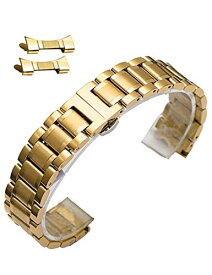 (Reinherz) 腕時計ベルト 腕時計バンド 替えストラップ 腕時計用 ステンレスベルト 汎用品 Dバックル付き 交換 防水性 金属ベルト プレゼント シルバー ブラック ゴールド ローズゴールド