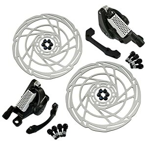 RIDEREVER MCX-2 Post Mount Dual-piston Mechancial Disc Brake Set w/Rotors, Black x Silver, RD2323