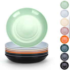 Evanda プレート 8個セット 16cm ミックス カラー お皿 壊れない食器 食品グレードPP製 ポリプロピレン 耐熱 耐冷 電子レンジ 食洗機 対応