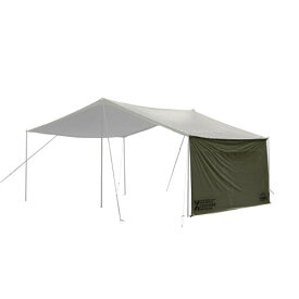 CAMVIL ZIP-TARP ジッパータープ 5m ブラックコーティング タープシェル対応 メッシュ＆サイドウォール拡張可 煙突口付き レクタ型・ヘキサ型2タイプ展開 収納バッグ付き (KHAKI, レクタ型サ