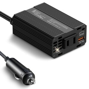 BESTEK 150W ԍڃCo[^[ - DC12VAC100Vɕϊ - USB-C PD 30WUSB-A QC 18W|[gځA6̈Sی@\ - VK[\PbgRZg (ubN, 150W)