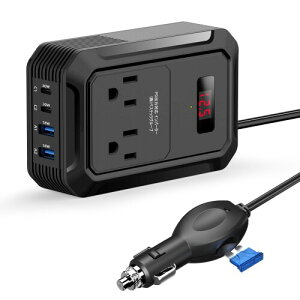 BESTEK Co[^[ Cg 200W uŁv 12v 100v dیt VK[\Pbg RZg }d ԍڗp J[Co[^[ USB-C PD 30W/ USB-A QC 18W v4|[g Ro[^[ ԃAN