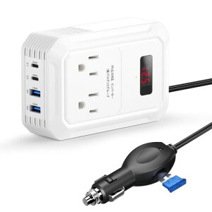 BESTEK Co[^[ Cg 200W uŁv 12v 100v dیt VK[\Pbg RZg }d ԍڗp J[Co[^[ USB-C PD 30W/ USB-A QC 18W v4|[g Ro[^[ ԃAN