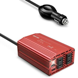 BESTEK Cg 300WCo[^[ USB-C PD 65W + USB-A QC 18W ԍڗpCo[^[ DC12VAC100Vɕϊ VK[\Pbg RZg A-MRI3010BU-RD-PD65W
