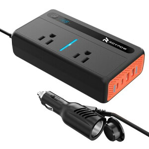 Roypow Co[^[ 200W VK[RZg 12v100v [d\ QC3.0}[dΉ USB-A*2 QC3.0*1 PD*1 ԍڗp[d y USB-A|[g*3 AC100Vd2 RpNg 12VSԎΉ Cg
