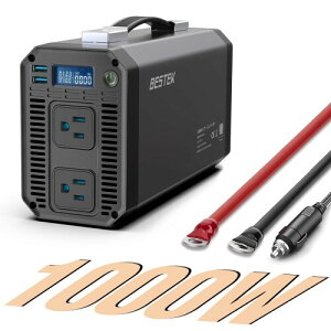 BESTEK 1000W ԍڃCo[^[ g DC12VAC100Vɕϊ USB|[g2 VK[\PbgRZg ԍڗp J[Co[^[ 6̈Sی@\t LvЊQɍœK A-MRZ100
