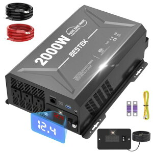 BESTEK Co[^[ 12v 100v  gCo[^[ 2000w uŁv- ؑփfBXvCt VK[\Pbg RZg ԍڗp J[Co[^[ USB-C PD 30W/ USB-A QC 18WA3ACRZg