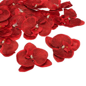 PATIKIL 100 mm 人工的な蘭の花ヘッズ 40個 シルク胡蝶蘭 フェイク胡蝶蘭ヘッズ 結婚式 花 花束 装飾 DIY クラフト作成用 レッド