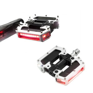 REDSHIFT ARCLIGHT PRO Flat Bicycle Pedals with LED Lights, Auto On-Off, 36+ hr Battery, USB Rechargeable, Weatherproof, Flat Aluminum Bike Pedal with 9/16in Steel Spindle and Traction Pins - Silver