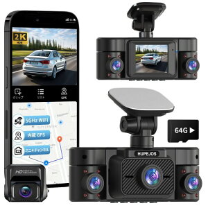 HUPEJOS hCuR[_[O 360xJ 4`l 4K/2K UHD ~jhCuR[_[ ԍڃJ 5GHz WiFi GPS 2C`^ hR 64GBJ[htg[ WDR/HDRÎ@\ 2