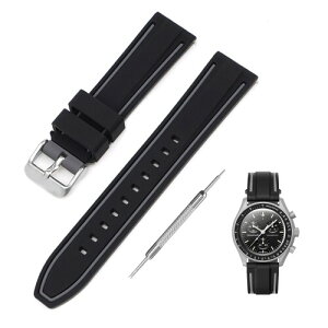 (Jumpsunfun) 20mm ���v�o���h for Swatch×OMEGA Speedmaster MoonSwatch �X�E�H�b�`�ƃI���K�p�V���R�����v�x���g Quick Release �����H��t�� �u���b�N�E�O���[���C��