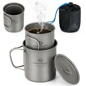 COOK'N'ESCAPE �`�^���}�O�J�b�v�Z�b�g 300ml�{450ml �y�� �X�^�b�L���O �W�t�� �܂肽���݃n���h�� ���ΑΉ� ���h�� �L�����v�p�R�b�v �A�E�g�h�A�J�b�v �H�� �`�^�� �N�b�J�[ �o�R �R�[�q�[