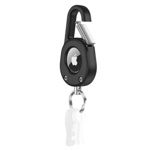 (BOEN) For Air Tag �P�[�X �J���r�i�z���_�[ �L�[�`�F�[���N���b�v�t�� �P�[�X �G�A�^�O�p ��v �ϏՌ� ���h�~ �ו� �� �o�b�N�p�b�N�Ɋ|���� �A�E�g�h�A���s�p�Ȃ� (1��, �u���b�N)