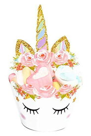 OneHorse ユニコーン ケーキカップスタンド 装飾 パーティー ゆめかわいい テーブル デコレーション 紙製 お菓子作り (ケーキカップ12セット)